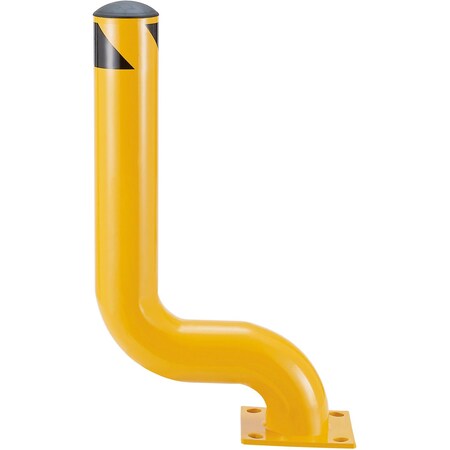 Global Industrial Offset Steel Bollard, 4-1/2 Dia. x 35H, Yellow 670588